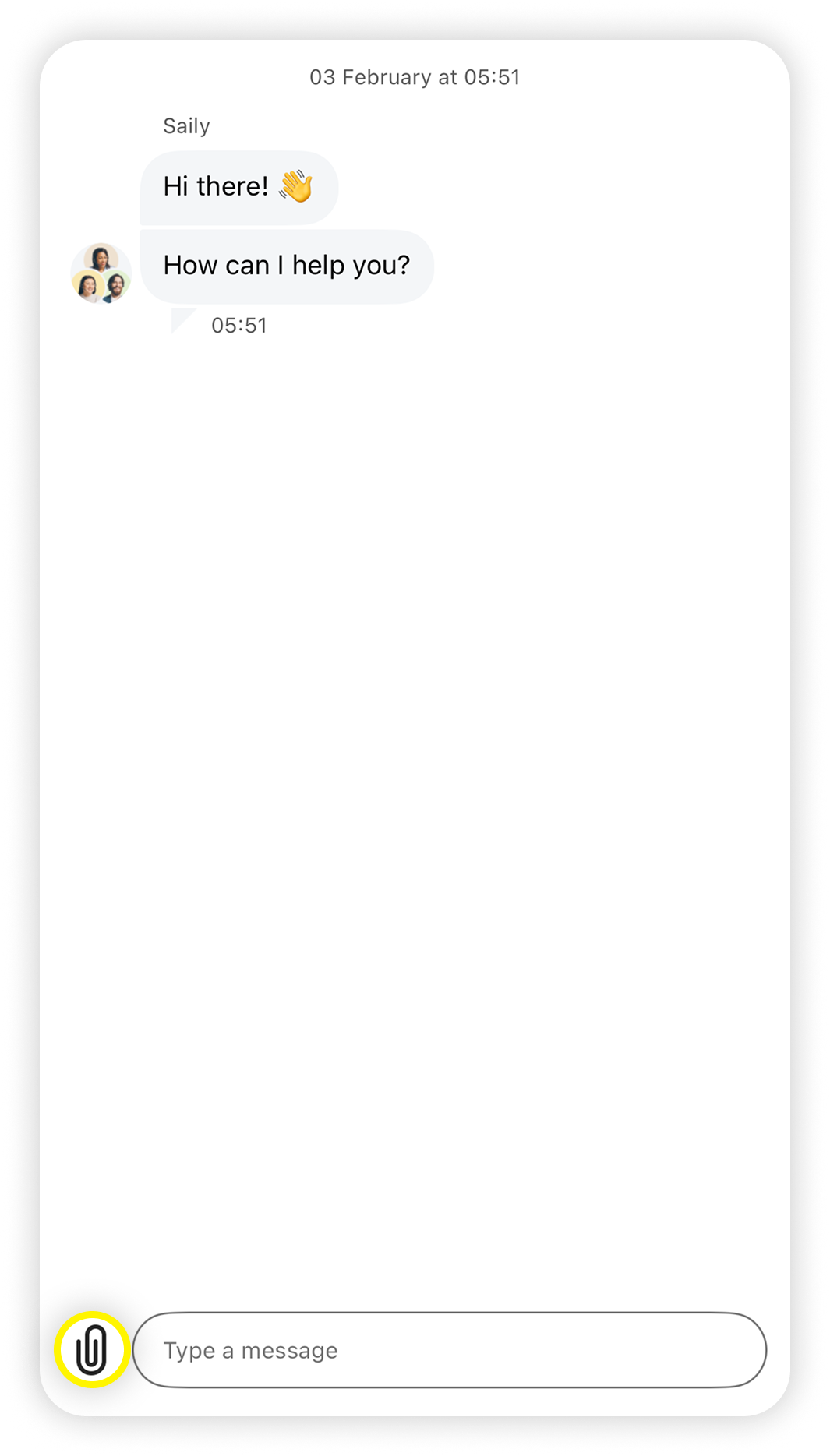 View of Saily iOS app support section, paperclip button is highlighted.png