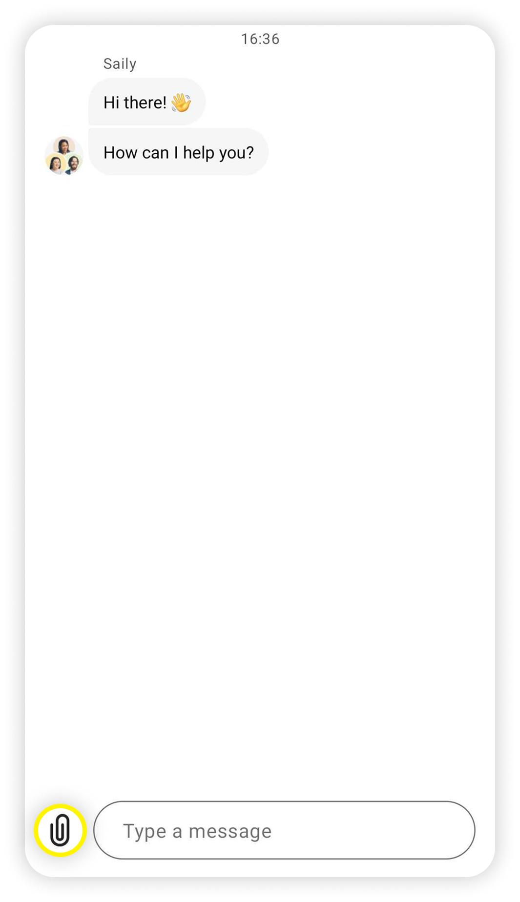View of Saily Android app support section, paperclip button is highlighted.png